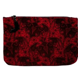 Ipsy Halloween Bat Themed Makeup Pouch Red And Black